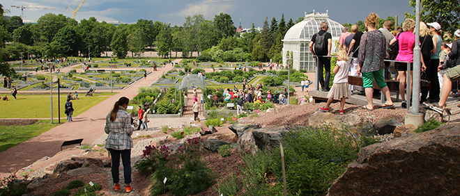 The Tree of Life in the Kaisaniemi Botanic Garden is a systematic garden, i.e., it is arranged according to the taxonomic relations of the plants. Photo: Laura Sandholm / Luomus